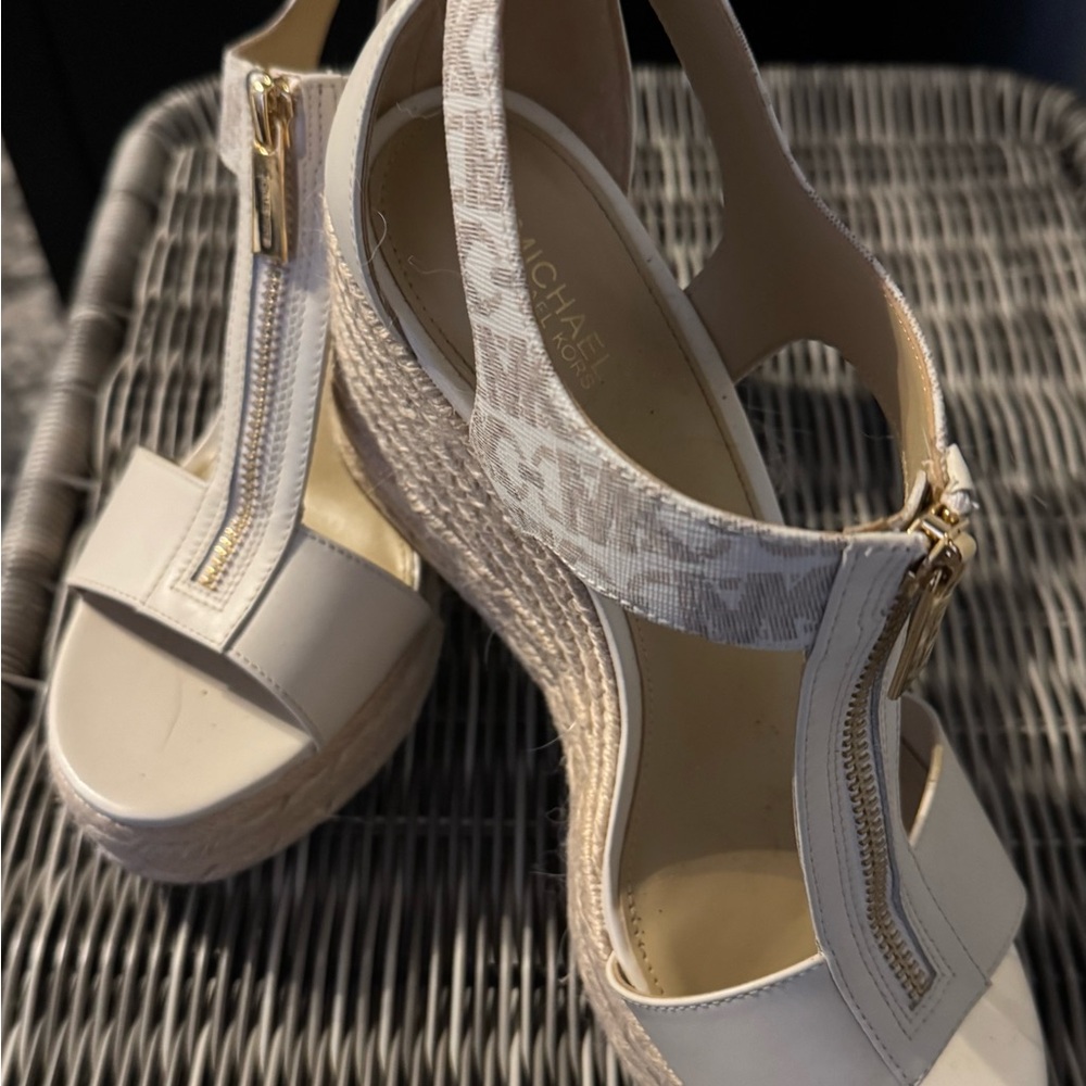 Michael Kors White Espadrille Wedges